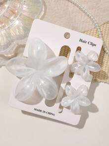 Bộ 3 kẹp tóc Boho, kẹp tóc hoa cúc màu be trong suốt chuyển màu óng ánh, lớn và nhỏ, lý tưởng cho kỳ nghỉ ở bãi biển, phụ kiện tóc thời trang xuân/hè kẹp tóc hoa Boho, thường ngày thu đông - Ngọc trai trắng - Xem 3