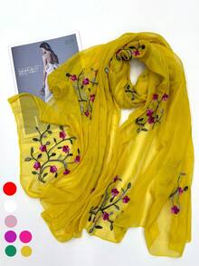 1pc Minimalist Elegant Delicate Embroidered Multi-Color Fashion Party/Travel Lightweight Scarf Shawl For Women, Spring/Summer - Multicolor - View 12