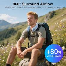 Neck Fan, Hands Bladeless Neck Fans Portable Rechargeable, 6000 MAh Battery Operated Wearable Personal Fan, Cooling Neck Fan, 3 Speeds, USB Fan Gifts Men, Women, Travel, Outdoor - Green - View 5