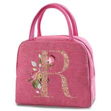 1pc Insulating Lunch Bag A To Z Letter Print Women Cooler Handbags Student Thermal Lunch Bags For Work Thermal Bag For Women Insulated Refrigerated Lunch Box Bag For Man Picnic Bag Fridge Bag Name Initials Pattern Cooler Lunch Box Ice Pack Storage Bag Back To School School Stuff Bag For School Lunch Bag For Women Cooler Bag Picnic Accessories School Accessories - Pink - View 10