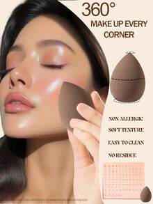 6 pezzi Set di spugne per il trucco, kit di strumenti per il trucco facciale incluse spugne per trucco, adatto per prodotti liquidi, in crema e in polvere - Multicolore - Visualizzare 4