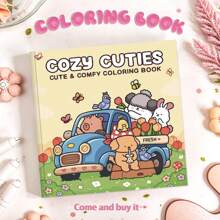 Cozy Cuties | Puzzle & Stress Relief | Adult Coloring Book.Including 48 Pages Of Little Animals Observing Marine Life, Drawing At Home And Other Relaxing Scenes.The Patterns Are Exquisite And The Lines Are Clear.Perfect For Wedding Season | Graduat,Back To School.School Supplies