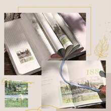 1 Cuaderno retro hermoso con diseño clásico, páginas con ilustraciones de pintura al óleo, tapa dura, diario para estudiantes, útiles escolares, de vuelta a clases