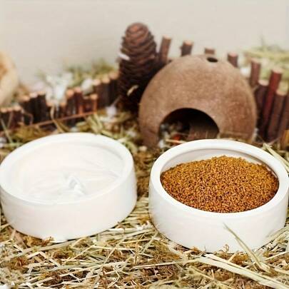 1 pezzo Ciotola per animali domestici piccoli in ceramica di colore solido, ciotola dell'acqua durevole, design anti-fuga, facile da pulire, adatta per lucertole, rane, criceti, uccelli, conigli e altri piccoli animali domestici