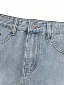 Chân váy denim ngắn kiểu vintage Y2K với gấu váy rách, chân váy ôm sát eo cao dáng chữ A hình trái tim dành cho nữ, thiết kế mùa hè, váy hè nữ, trang phục mùa hè nữ, chân váy denim, trang phục thường ngày. - Xanh và trắng - Xem 8