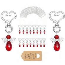 30 pièces Porte-clés cœur en forme d'aile d'ange argenté, comprenant 30 porte-clés, 30 cartes de remerciement et un sac en organza, convenant pour les cadeaux de baptême, mariage et première communion