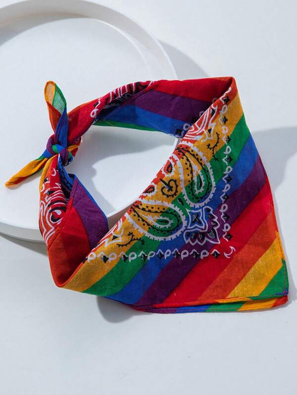 1 pieza Pañuelo para mujer con rayas de arcoíris del Mes del Orgullo, diadema/pañuelo ancho adecuado para usar en el Día del Orgullo como accesorio para el cabello