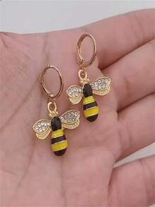 2 Peças Brincos de Animais Abelha para Mulheres, Brincos com Encantos Fofinhos de Sapo, Gato, Abelha para Uso Casual, Feriados, Uso Diário