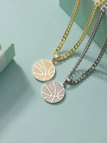 1 Stück personalisierte Halskette in Sportball-Form mit Name, verschiedene Stile, Vatertag, Valentinstag, Geburtstag, Jahrestag, Freunde, Studentenabschluss, Weihnachten, hochwertige Familiengeschenke, geeignet für alle Jahreszeiten