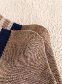 7 Pairs Women Vintage Striped Socks, Contrast Color Elastic Cuff, Breathable & Absorbent, Suitable For Casual And Office Wear