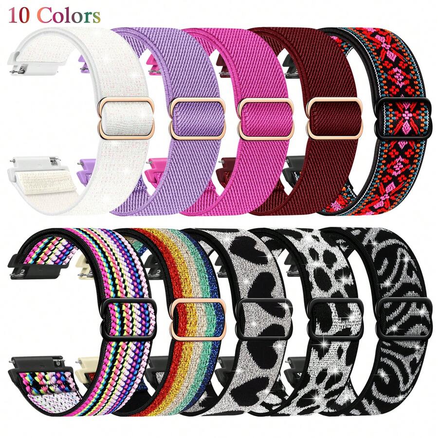 20mm 22mm Soft Nylon Replacement Band Compatible With Samsung Galaxy Watch Active 2 44mm 40mm/Galaxy Watch 5 Pro 45mm/Galaxy Watch 5/Galaxy Watch 42mm/Galaxy Watch 4 Classic 42mm 46mm/Gear Sport - 20, 22 Elastic Strap (eight-shaped Buckle) - View 1