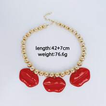 1pc Fashionable Drip Lip Earrings Necklace Jewelry Set, Suitable For Women Party And Daily Wear