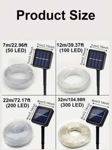 1PC 7M/12M/22M/32M 18650-800mAh Outdoor Solar Tube Rope Led Light Garden Christmas Decoration Fairy String Light Outdoor Wedding Party Led Lamp,LED Solar Leather Tube Light String PVC Rainbow Tube Christmas Day Courtyard Outdoor Decoration Color Light Copper Wire Light