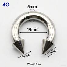 1 Piece Unique Spike 10G~00G Large Size Circular Horseshoe Ring Earweight Internally Threaded 316L Stainless Steel Nose Piercing Septum Ring Men Tunnels And Plugs Heavy Cone Lobe Piercing Ear Jewelry