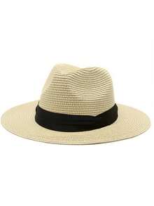 1pc Unisex Foldable Short Brim Rolled Edge Straw Hat, Panama Style Summer Beach Sun Hat, Casual - Multicolor - View 11