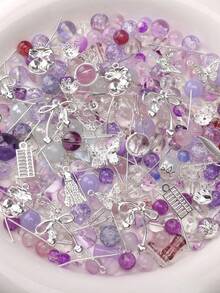 50克混合金属配件和玻璃珠 - DIY手链、项链、手机挂饰工艺品材料 - 銀色配件 - 查看 13