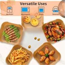 200pcs Disposable Air Fryer Paper Liners Square Non-Stick Baking Sheets With Raised Edge For Oven, Basket, Roasting, Cooking, Easy Cleanup - Chocolate Brown - View 4