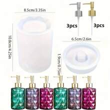 1 Set Flasche Harzform mit Pumpen-Kit, Harzguss Formset, 1 Set Flasche Harzform + 6 Stücke Dosierpumpe Silikonform für Epoxidharz, Bad, Stifthalter (Diamant) Flasche Harzform