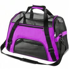 1 pieza Bolsa portátil para mascotas, diseño de asa y correa cruzada, apta para perros y gatos pequeños, para uso en viajes al aire libre - Azul - Ver 8