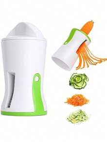 三合一蔬菜切菜套装：切片机、螺旋切丝机、快速切碎机。两种切片设计，适用于胡萝卜、黄瓜、西葫芦等素食替代食材。小巧多功能切碎机，便携便携，适合居家及户外厨房使用。