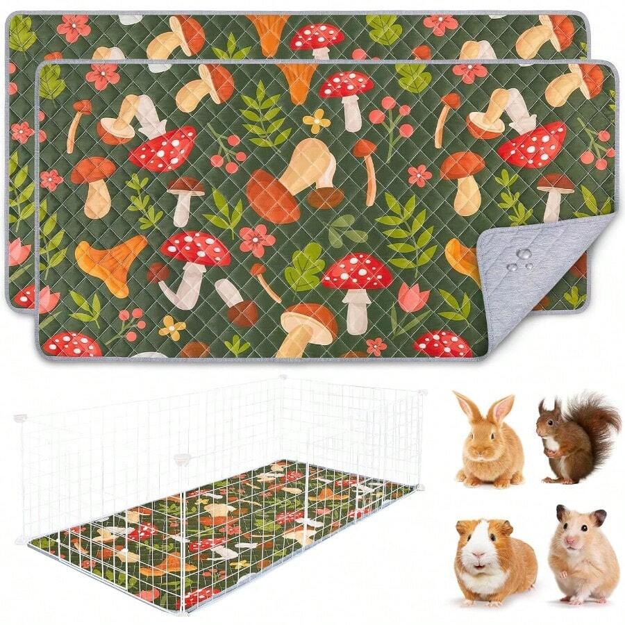 Hkr3492 2 Pack Guinea Pig Bedding Washable Guinea Pig Cage Liner Reusable Guinea Pig Mat Waterproof Guinea Pig Bedding Super Absorbant Guinea Pig Pee Pads - 47*24in - Xem 1