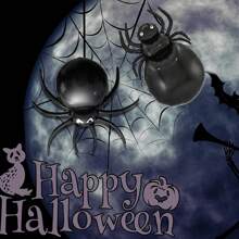 4pcs Halloween Spider & Accessories Balloon Set, Black Cartoon Spider Design, Suitable For Halloween, Day Of The Dead, Haunted House Parties, Commercial & Residential Decor, Fun Birthday Party Decorations