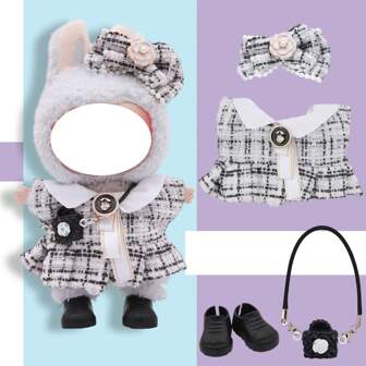 4 st klädtillbehör (utan docka) lämpliga för 17 cm dockkläder/klänningstillbehör, Labub-kläder docka, docka, dockkläder