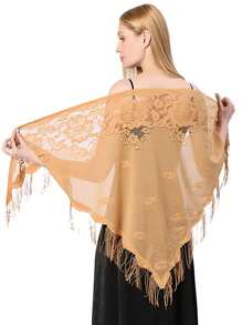1 Peça Xale Echarpe de Renda e Franjas Novo Feminino, Lenço Triângulo Sólido Leve e Respirável, Lenço para Cabeça para Vestidos, Casamento e Madrinhas