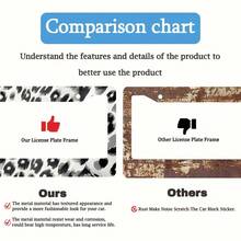 1PC Leopard Print License Plate Frame Skin Texture Pattern Stainless Steel License Plate Holder Front And Rear Car Tags Funny Car Decoration Accessories With Screws 6.3 X 12.2 In Women Men - 12x6 Inch - View 4