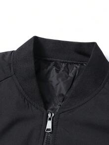 男士加大码长袖加厚保暖冬装外套，宽松版型，适合休闲、通勤、户外活动和秋季穿着。 - 黑色 - 查看 4