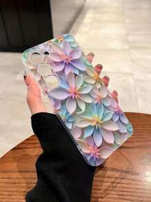 Flower 1pc Perforated Floral Printed Thick Shockproof Protective Phone Case Compatible With IPhone 16/11/16pro/16plus/16promax/16e/15Promax/13/14/12/XS/XR/7G/8P, Compatible With Samsung Galaxy S25/S25PLUS/S25 Ultra/A16/A36/A26/A56/A50/A12/A32/A52