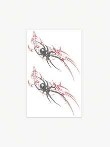 1pc Black & Red Spider Blade Temporary Tattoo Sticker For Men, Washable Temporary Tattoo PVC Stylish Tattoo Sticker Suitable For People