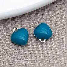 10pcs 8x9mm Cute Tiny Enamel Stainless Steel Heart Charms Mini Love Pendants For DIY Bracelet Necklace Earrings Jewelry Making Crafts Accessories