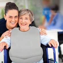 1 Stück Erwachsenen Silikonlätzchen, 6-fach verstellbare Größe, Große/Sehr Große Größe optional, weiches dreidimensionales Lätzchen als Krümelsammler, Unisex verstellbarer Kleidungsschutz, Lätzchen für ältere Männer und Frauen, Fütterungslätzchen für Senioren