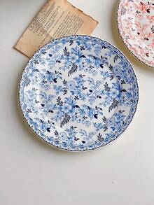 1 pièce Assiette à dessert de style français en céramique blanche pure, assiette de petit-déjeuner/salade rétro avec motif papillon. Convient pour un thé d'après-midi exquis et luxueux, une utilisation à la maison, dans un café ou un restaurant - Assiette en céramique de 8 pouces - Voir 5