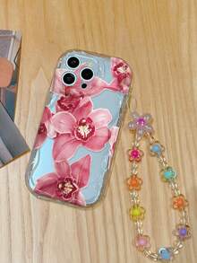 Flower Floral Print Cream Wavy Edge Detachable Chain Simple Anti-Drop Thick Phone Protective Case, Compatible With IPhone 16 XR /7/8 IPhone 15 Pro Max/12 Pro Max/13 Pro Max/14 Pro Max 13 14 11 12P 14 11P 12P, A13 4G A22 A21S A51 4G A52 S22 Ultra A33 5G A34 A35, Redmi 10 Redmi Note 11 4G Redmi 11 Lite A53, A14/A23/S23 Ultra S24 A14 A15 S23 A73 A55 A54 Redmi Phone Cases - Multicolor - View 4
