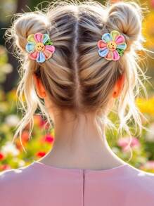 8 peças de grampos de cabelo com flores coloridas para meninas, grampos de cabelo com sorriso de margarida, acessórios de cabelo fofos para adolescentes, presentes de verão