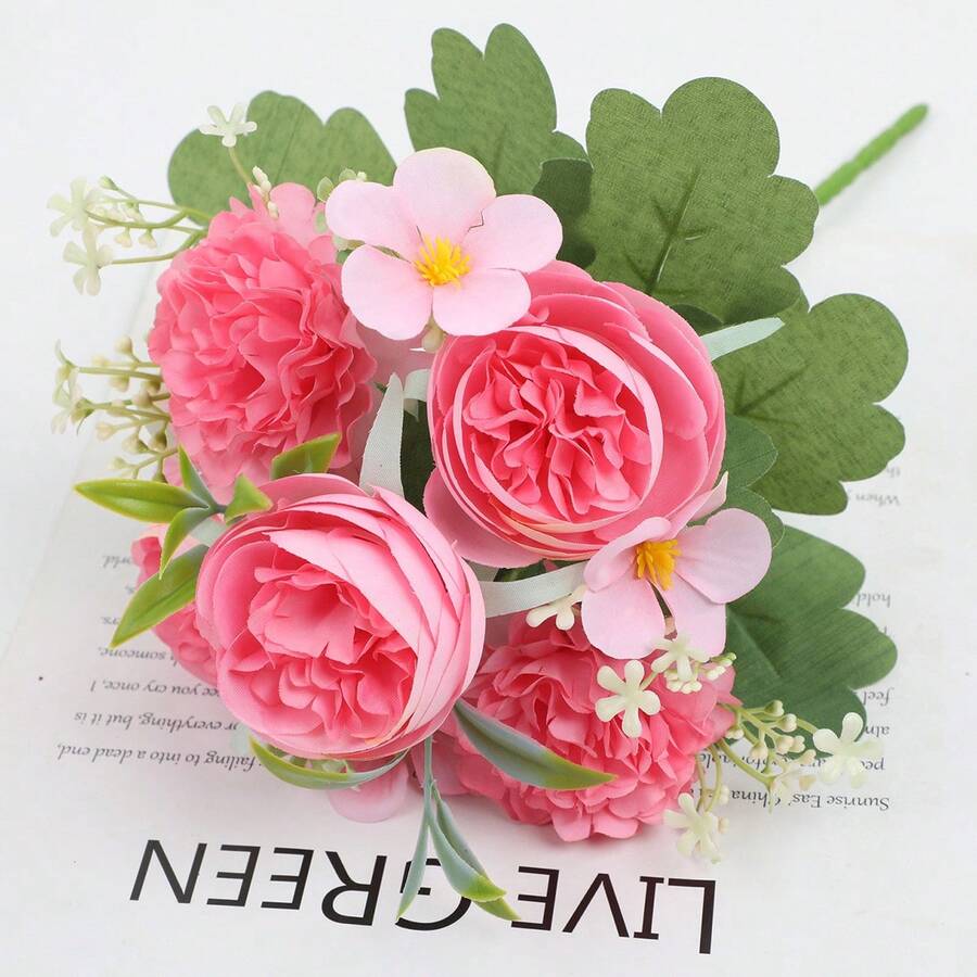 Artificial Flower Bouquet Realistic Flower With Stem And Leaves For Home Wedding Party Table Vase Decor