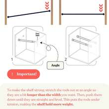 Tension Rod Shelving Expandable Closet Tension Shelf Storage Rack - No Drill Cabinet Tension Rod Shelf Closet No-Slip |   Shelves Cabinet (NO Screw Installation) - Large ( 29"- 41" ) - View 11