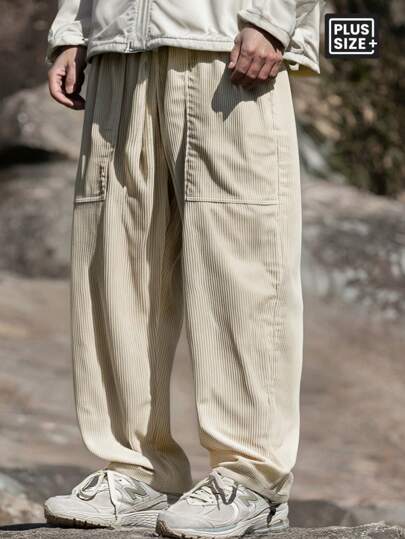 Winter Fall And Winter Men's Plus Size Corduroy Sweatpants, Comfortable And Fashionable, Casual Pants Suitable For Everyday Wear And Outdoor Activities Like Shopping And Dating.