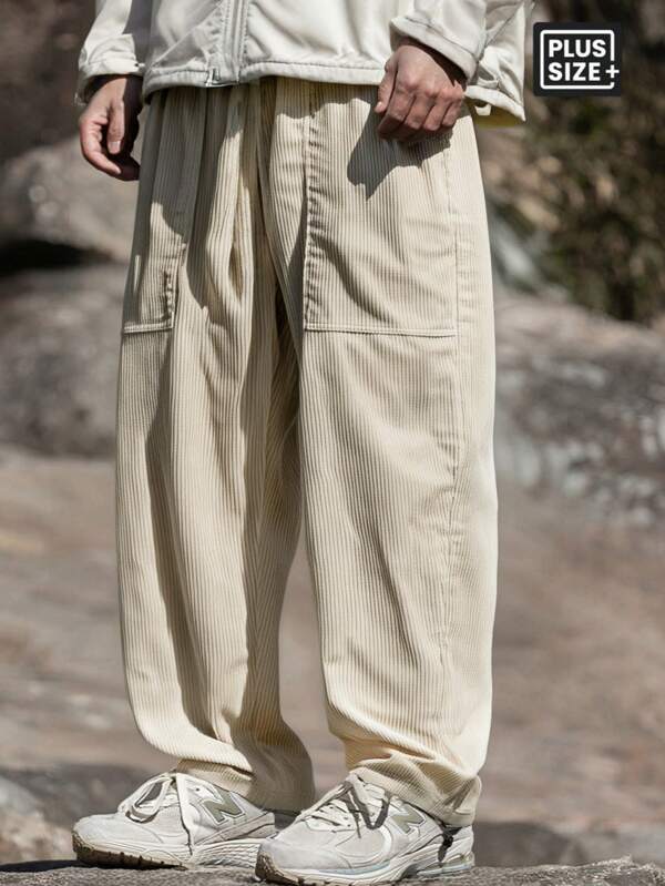 Pantalones de chándal de pana para hombre de talla grande para otoño e invierno, cómodos y de moda, pantalones casuales aptos para el uso diario y actividades al aire libre como compras y citas.