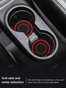 2 piezas Premium Almohadilla antideslizante de silicona de 2.75 pies para el panel de control central - Goma de alta calidad, a prueba de polvo, diseño a juego en rojo y negro - Perfecto para proteger el interior de tu automóvil