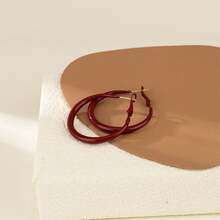 1 件红色环形耳环，高品质简约设计夹式耳环，适合女士，无需穿孔