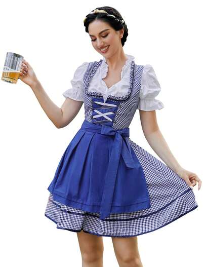 GoyRrbay Women's German Dirndl Dress Oktoberfest Costume Dresses For Bavarian Oktoberfest Festival