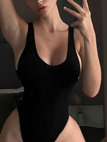 JZXFS 女士沙滩装：性感连体泳衣，优雅夏日海滩度假之选 - 黑色 - 查看 1