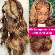 26 英寸挑染蕾丝前假发，人发混合渐变蜂蜜金色女士假发，13x4 13x6 5x5 前蕾丝，高清透明蕾丝，预剪预拔假发，200% 密度彩色头发，带纤维蕾丝前假发，预拔假发，带婴儿头发，10-14 英寸鲍勃假发