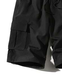 1pc Men's Casual Cargo Shorts, Multi-Color Polyester, Drawstring Waist, Adjustable Shoulder Straps, Multiple Pockets, Suitable For Gym, Workout, Casual Activities, Machine Washable, Summer Leisure Jogger Shorts, Durable Fabric