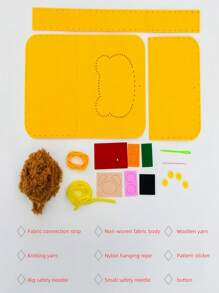 1 pieza Juego de bordado de muñeca DIY con animales de dibujos animados en fieltro, kit de costura de artesanía con pegatinas, kit de costura de arte y manualidades. Cose, cose, cose, rellena juguetes