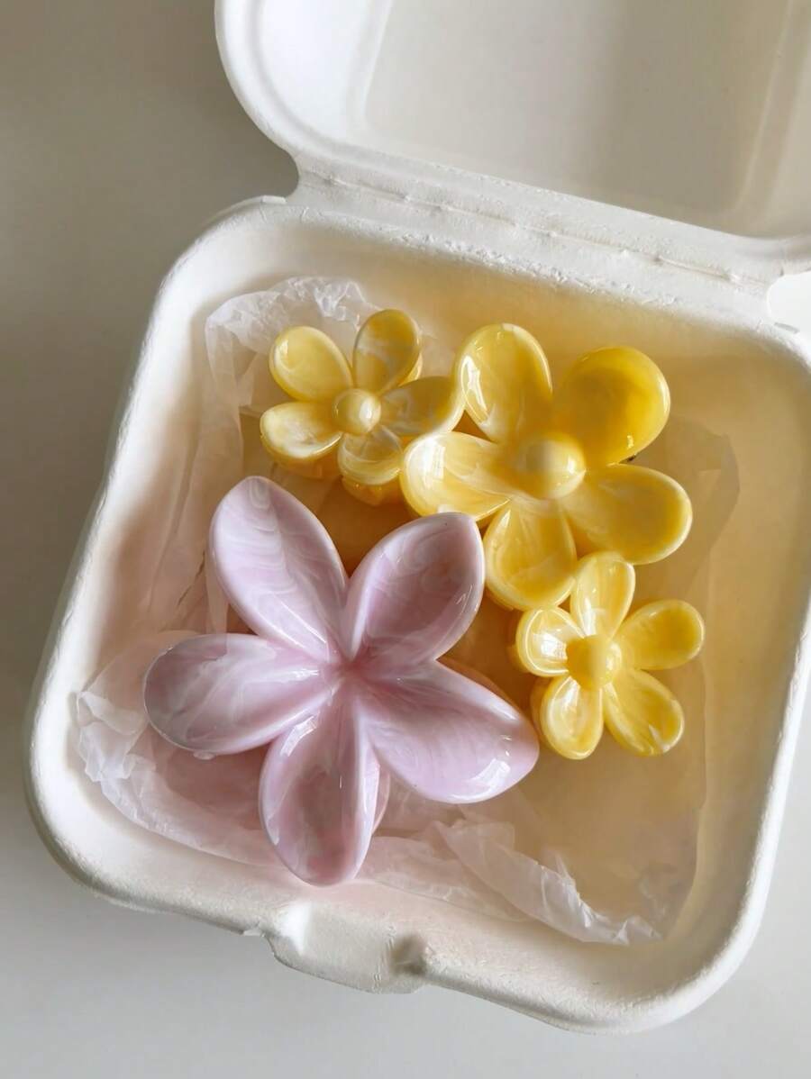 2pcs/1pc Cute Plumeria Hair Claw Clips, Fashionable And Suitable For Daily Wear, Casual, Beach, Dates, Travel, Gatherings, Spring & Summer Outfits Fashion Hair Accessories Elegant Hair Clip - Multicolor - View 1