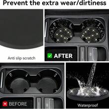 Creative Car Full Rhinestone Silicone Car Coasters Car Cups Round Non-Slip Mat Insulation Mat Rhinestones. - Black - View 9